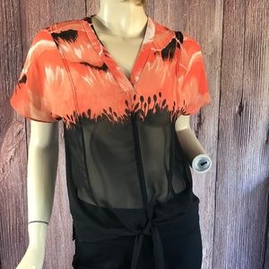 Kinder Aggugini Sheer Blouse Orange Black XS